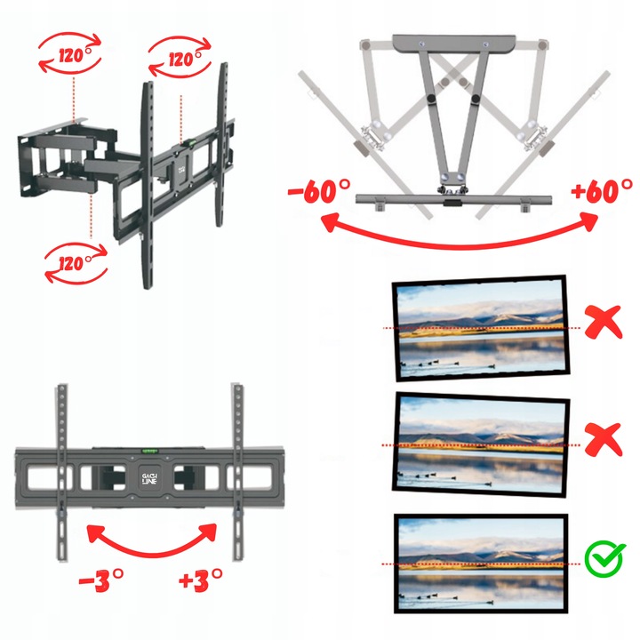 UCHWYT DO TELEWIZORA OBROTOWY UCHWYT SCIENNY WIESZAK DO TV 32-75 CALI