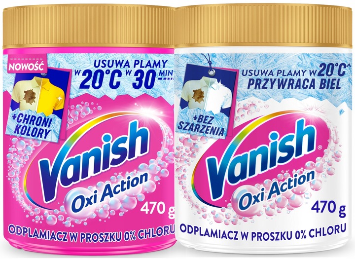 Vanish Oxi Action Odplamiacz do koloru i bieli 2 x 470 g
