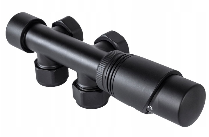 ZAWÓR TERMOSTATYCZNY CZARNY MAT DUOPLEX+MASKOWNICA PROSTOKĄTNA DO GRZEJNIKA