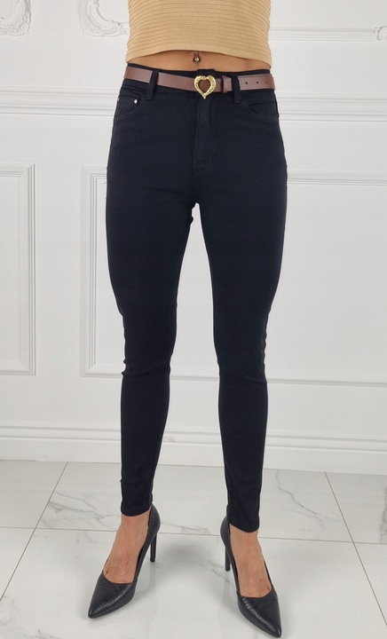 M.SARA SPODNIE JEANSOWE DAMSKIE WYSOKI STAN DUŻE ROZMIARY PASEK GRATIS