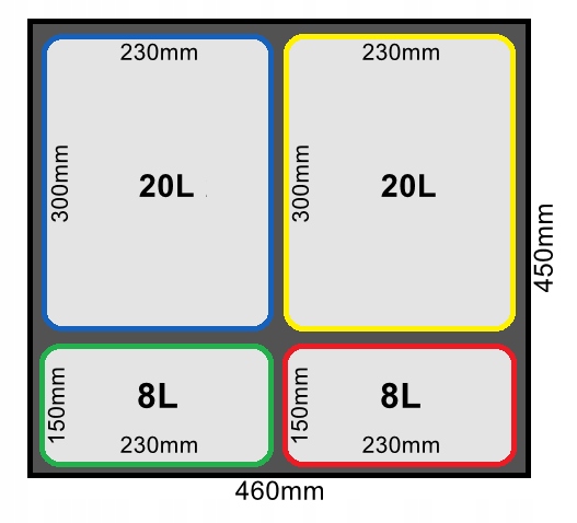 Zestaw koszy do segregacji śmieci 2x20L 2x8L do szafek min 50cm Merill