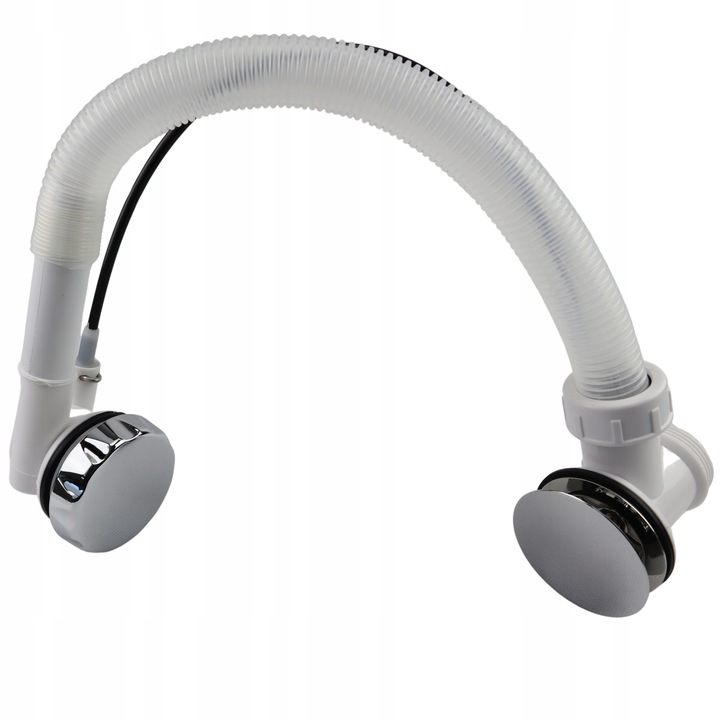 Syfon wannowy chrom z przelewem automatyczny do wanny na pokrętło niski