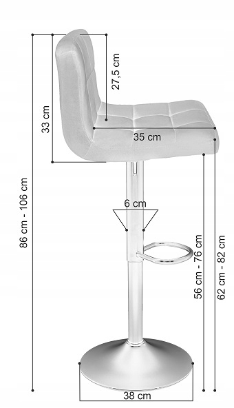 Hoker kuchenny obrotowy czarny z oparciem loft regulowany wysoki