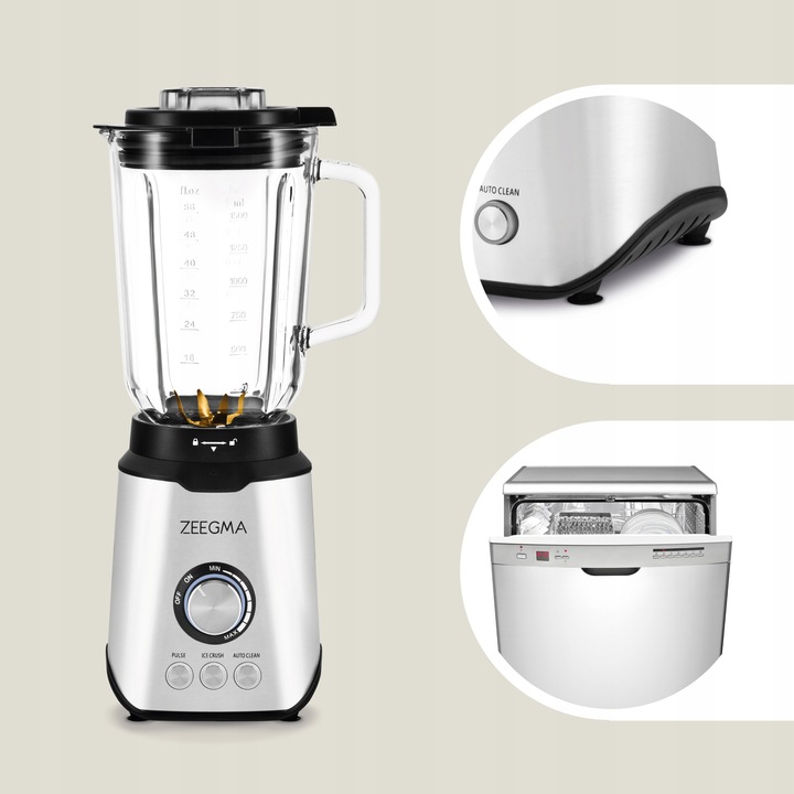 BLENDER KIELICHOWY SZKLANY 1,75L DUŻY sok warzyw owoców koktajli KRUSZY LÓD