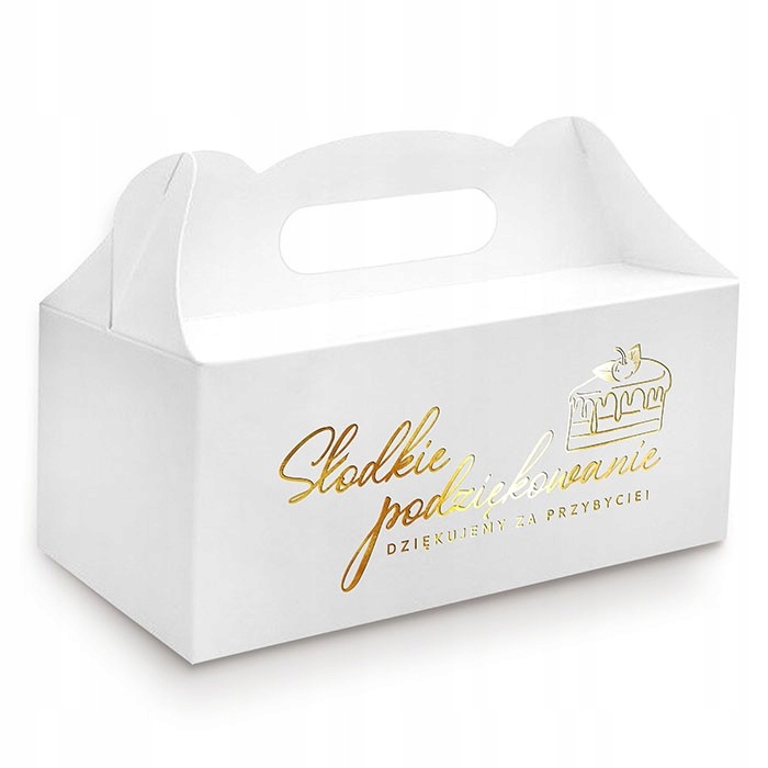 Pudełko na ciasto pudełka weselne złocone 10 szt
