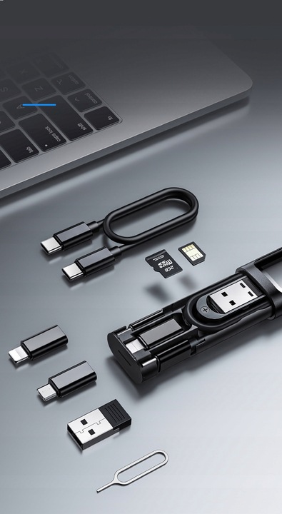 MCDODO PODRÓŻNY ZESTAW KABLI ADAPTERÓW USB DO TELEFONU KOMPUTERA Z ETUI 9W1