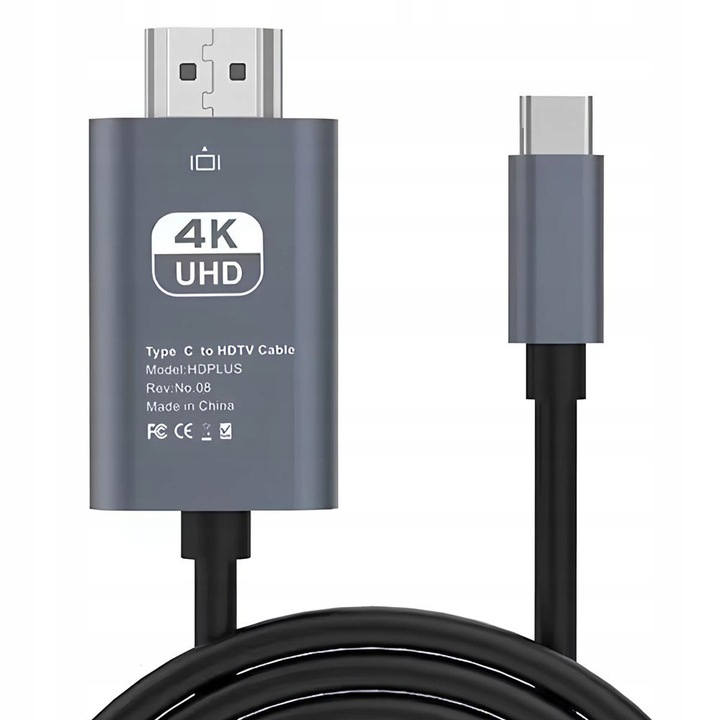 Kabel przewód adapter USB-C na HDMI MHL 4K/30Hz 2M do laptopa telefonu
