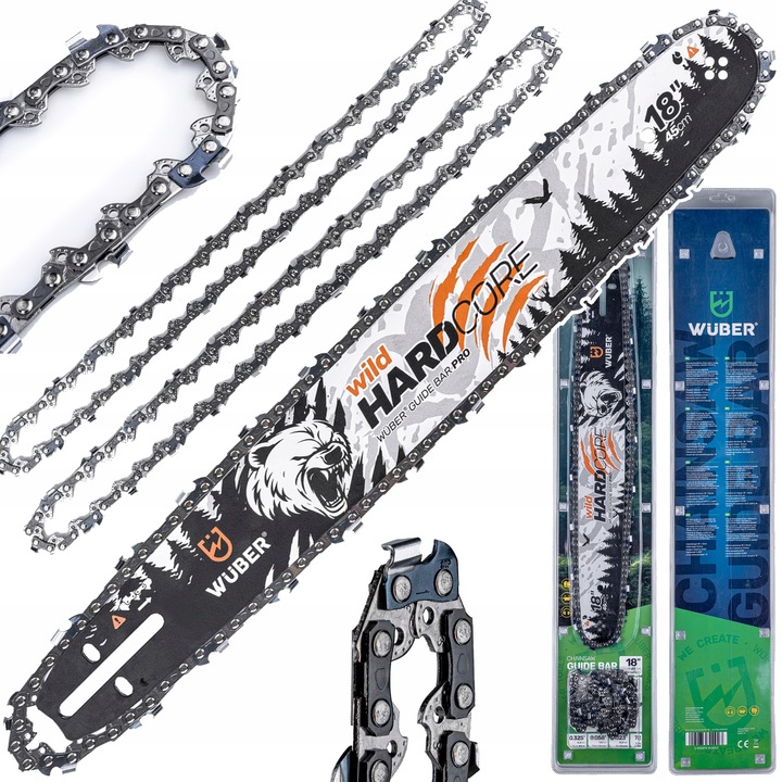 PROWADNICA DO PIŁY SPALINOWEJ PILARKI 18" 45CM + 2X ŁAŃCUCH 0.325"