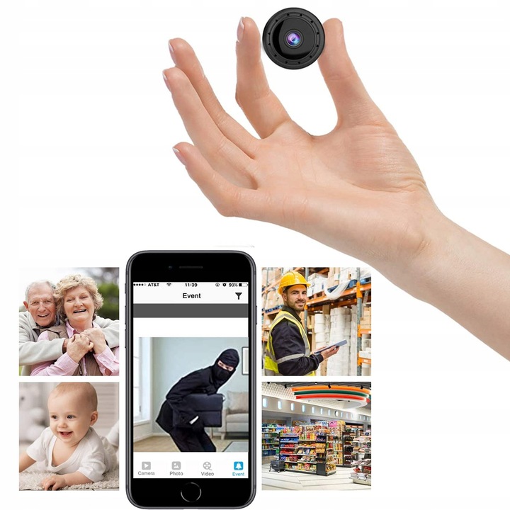 Mini Kamera Szpiegowska Full HD WIFI ukryta 91 DETEKCJA NIANIA DYSKRETNA