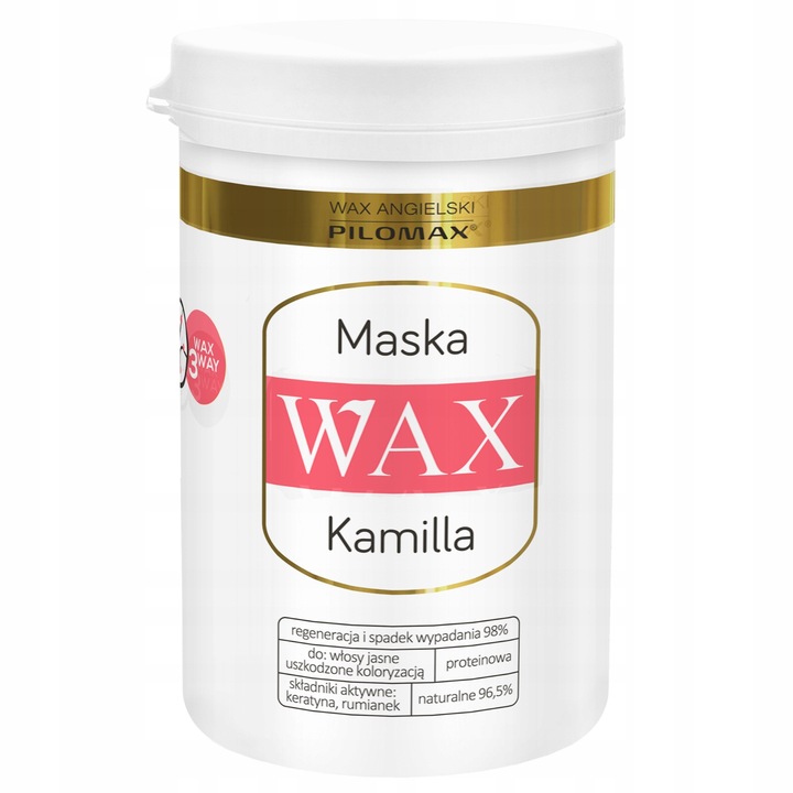 Maska do włosów farbowanych blond i na skórę głowy, Wax Kamilla 480ml