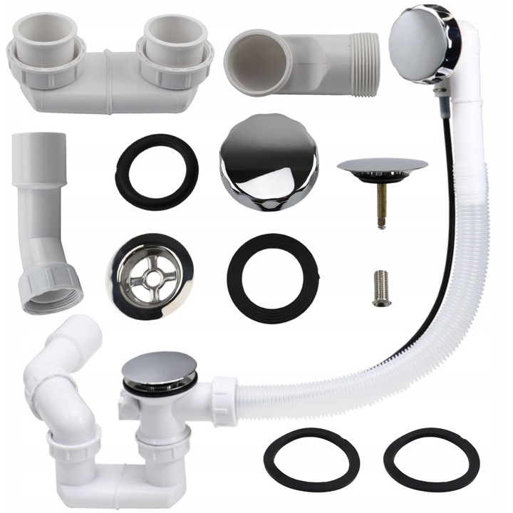 Automatyczny syfon wannowy na pokrętło CHROM czyszczony od góry obrotowy