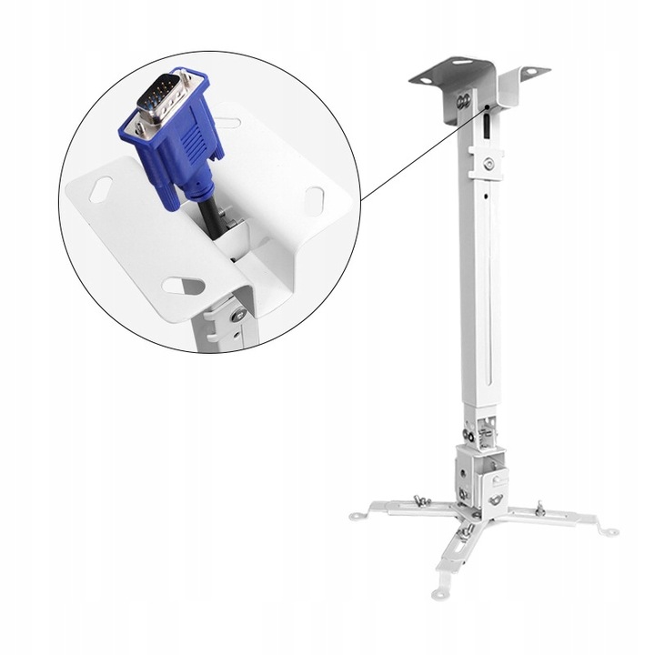 UCHWYT WIESZAK DO PROJEKTORA SUFITOWY ŚCIENNY 3w1 BIAŁY