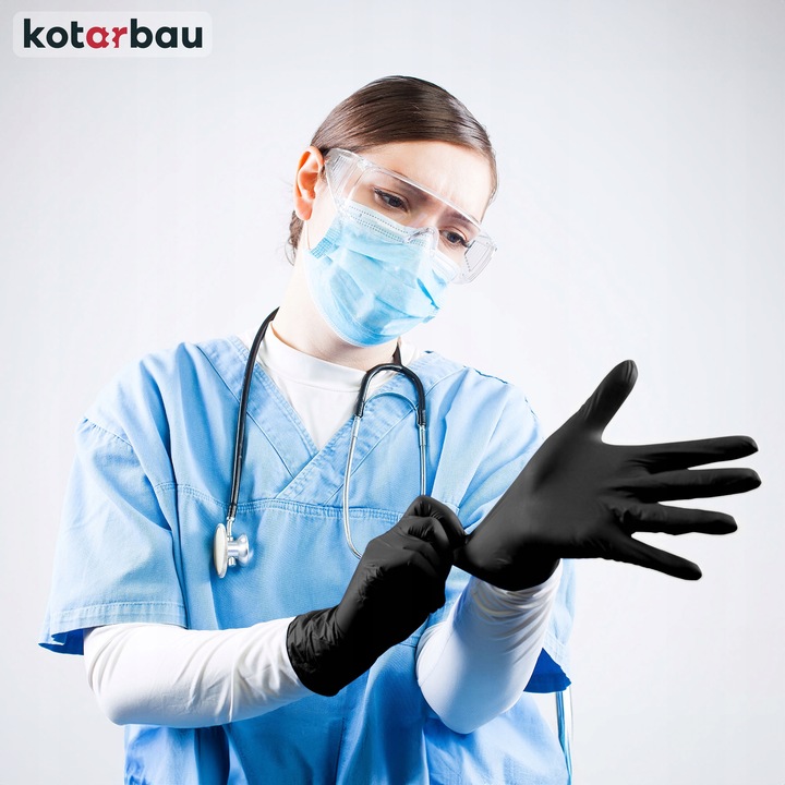 RĘKAWICE XL RĘKAWICZKI JEDNORAZOWE CZARNE NITRYLOWE 100S NITRYL