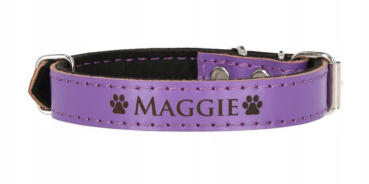 OBROŻA DLA PSA Z IMIENIEM GRAWEREM SKÓRZANA 33-41cm