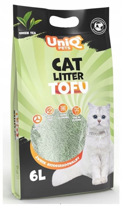 Żwirek tofu zielona herbata biodegradowalny ekologiczny 10kg UniQ Pets