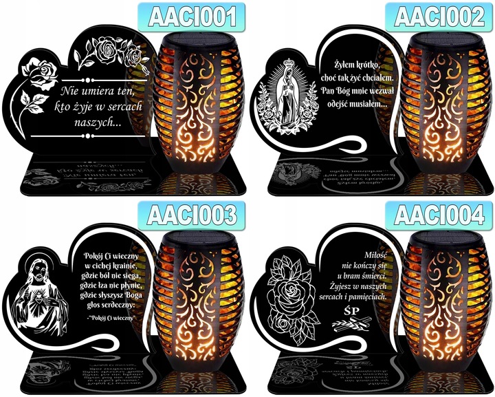 Znicz Solarny WIECZNY LED PODSTAWKA NA CMENTARZ GRÓB Serce EFEKT