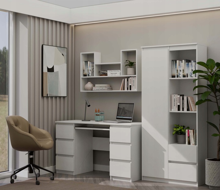 REGAŁ WISZĄCY BILBAO 4P BIEL BIAŁY - PÓŁKI ŚCIENNE, NOWOCZESNY DESIGN