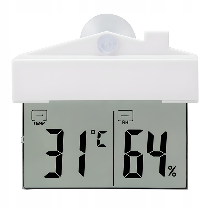 TERMOMETR ZEWNĘTRZNY WEWNĘTRZNY OKIENNY NA OKNO HIGROMETR CYFROWY °C/°F