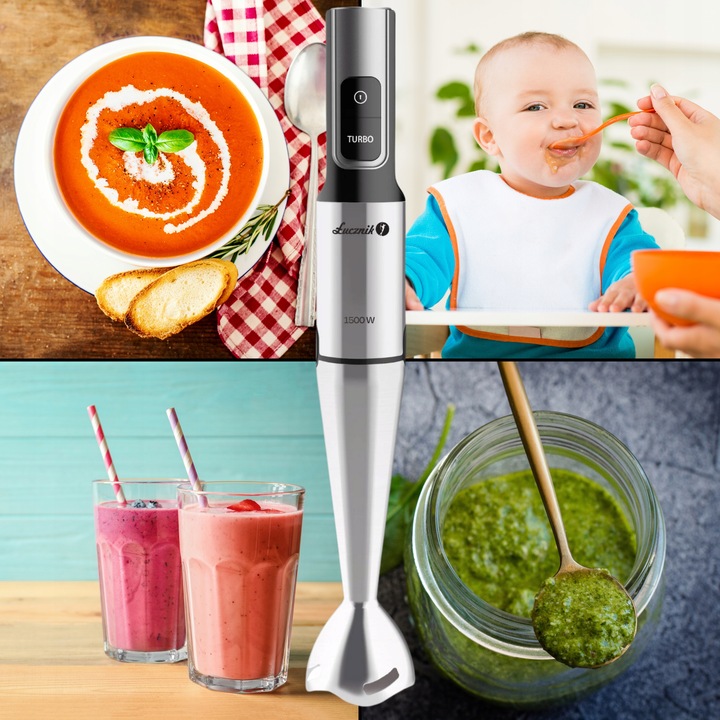 BLENDER RĘCZNY WIELOFUNKCYJNY MIKSER KUCHENNY ROZDRABNIACZ 1500W