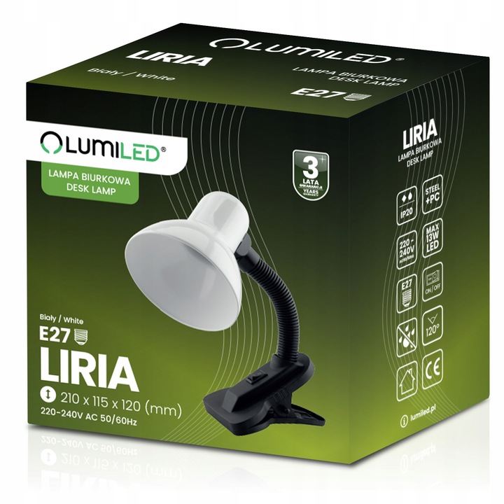 Lampka Biurkowa Szkolna Regulowana na Biurko Nocna Stołowa E27 z