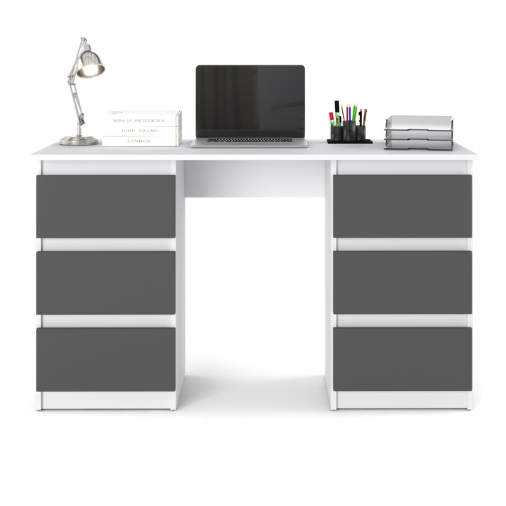 Biurko Białe 120cm Biurko szkolne 6 szuflad Stolik dla dziecka