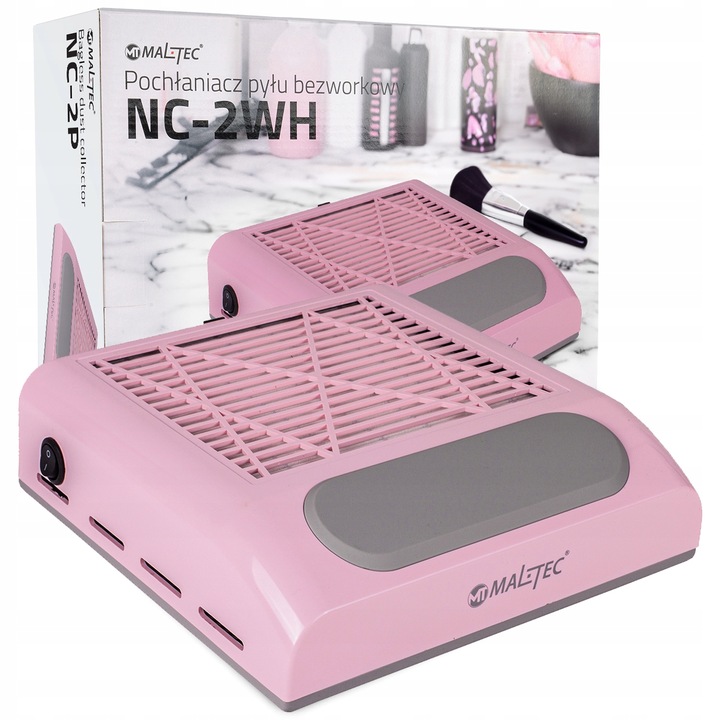 POCHŁANIACZ PYŁU DO PAZNOKCI BEZWORKOWY KASETOWY FILTR 80W RÓŻOWY
