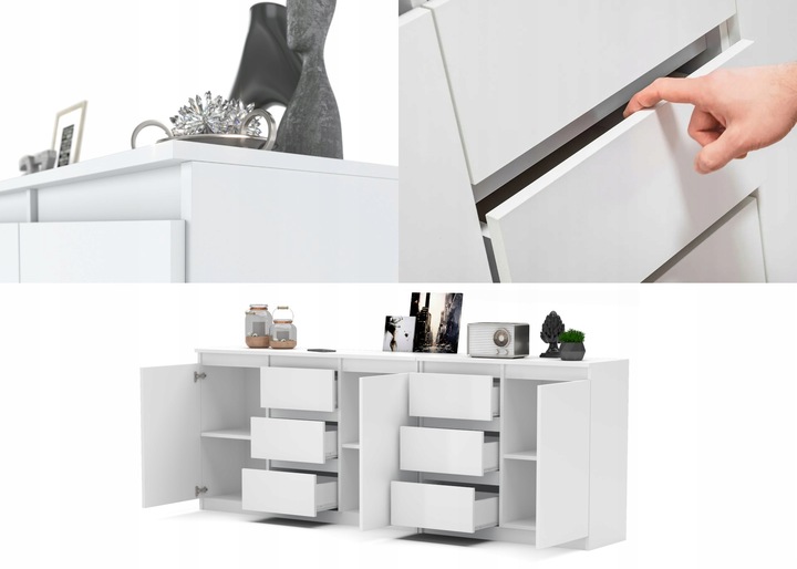 Komoda Antracyt/Wotan 6 szuflad 3 drzwi Duza Komoda 200 cm ZESTAW do