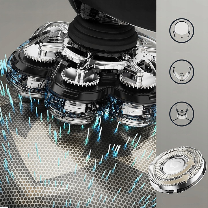 GOLARKA MĘSKA 7 Głowic TRYMER 7D DO GŁOWY BRODY NOSA Tytanowe Ostrza