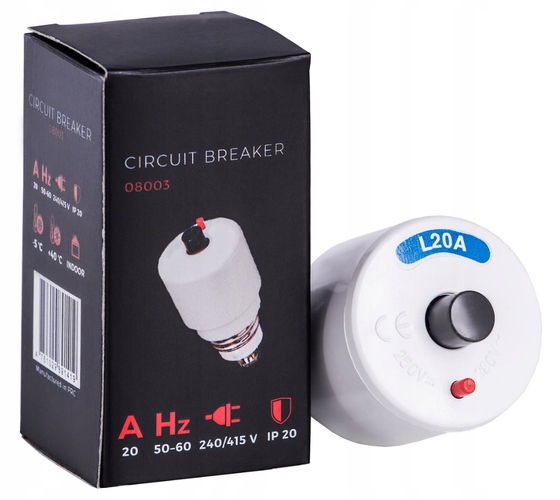 BEZPIECZNIK AUTOMATYCZNY WKRĘCANY KOREK 20A E27 1P IP20 50-60Hz