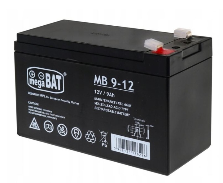 AKUMULATOR bezobsługowy AGM 12V 9Ah megaBAT