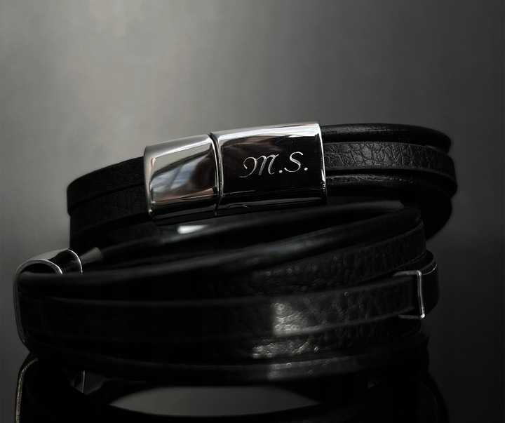 SREBRNA BRANSOLETKA MĘSKA BRANSOLETA 925 MASYWNA GRAWER NA PREZENT DLA TATY