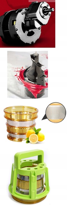 Wyciskarka wolnoobrotowa Berlinger 800W mocna sokowirówka 3 sita duży