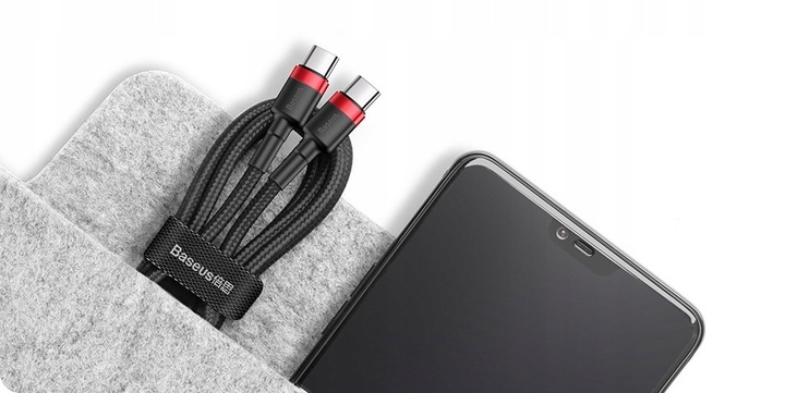 BASEUS MOCNY KABEL USB-C SZYBKIE ŁADOWANIE TYP-C TYPE-C PD 60W QC 3.0 1M