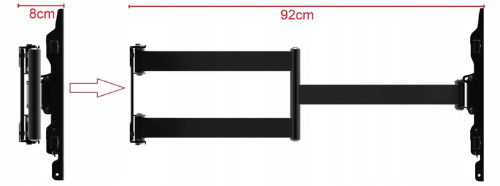 92cm DŁUGI Uchwyt do Telewizora Wieszak TV 42-90 cale ULTRA MOCNY TEST