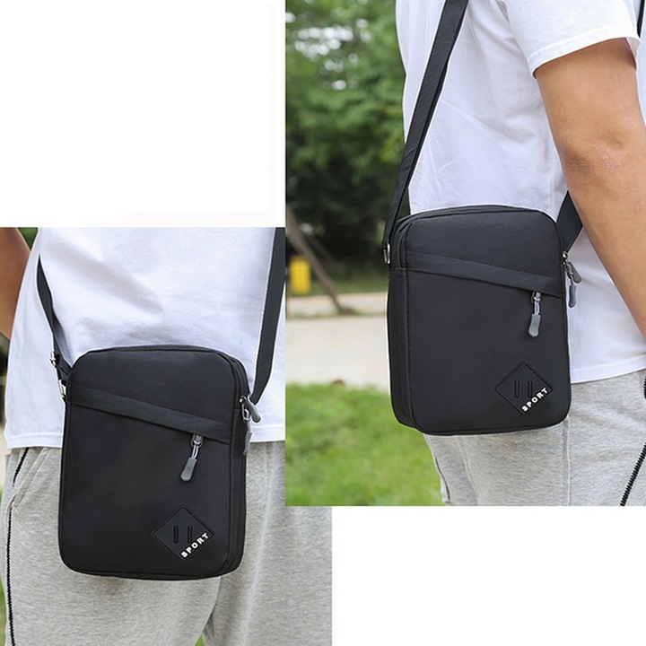 Torba Męska Saszetka Czarna Na Ramię na telefon dokumenty