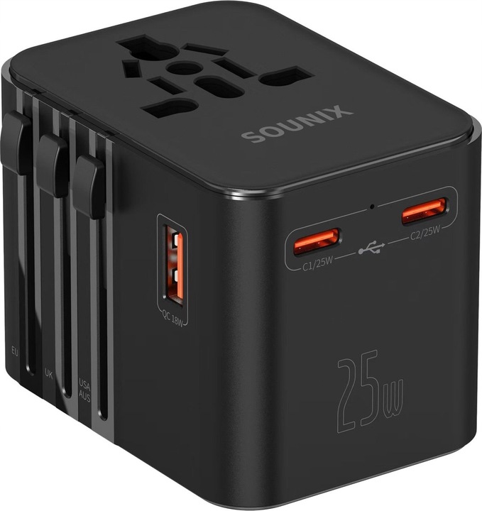 Uniwersalna Przejściówka ADAPTER Gniazda USA UK EU AUST Ładowarka USB