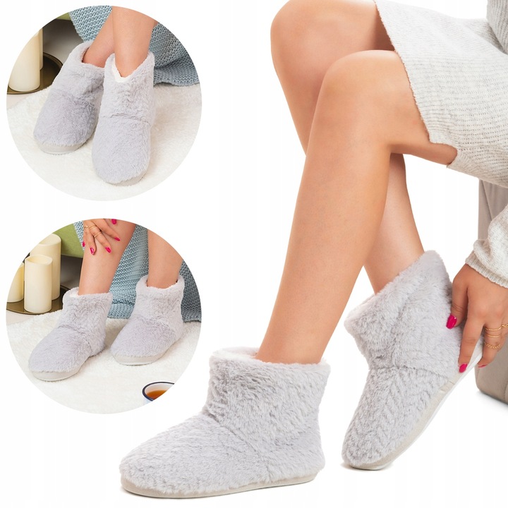 Kapcie domowe ciepłe pantofle bambosze z futerkiem wsuwane lekkie Axim