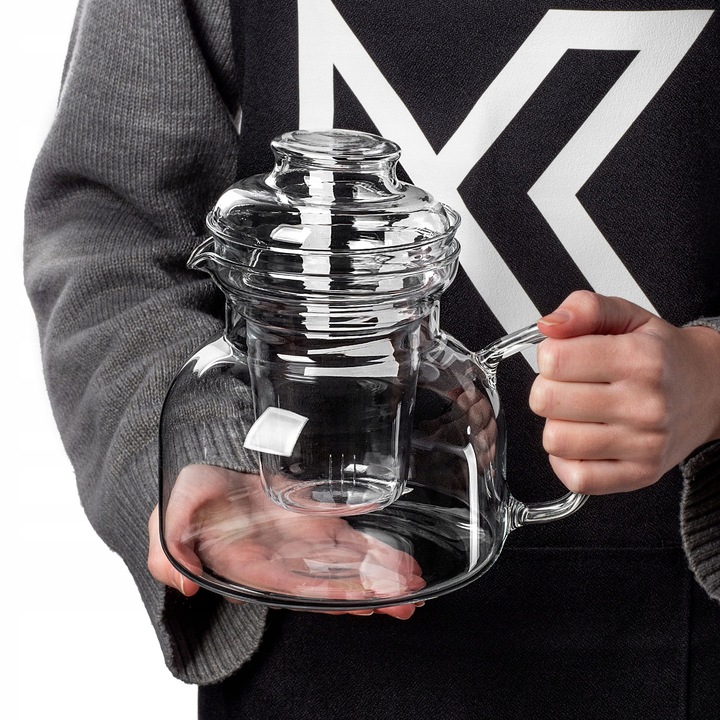 DZBANEK ŻAROODPORNY SZKLANY Z PODRZEWACZEM ZAPARZACZEM DO HERBATY 1,5L