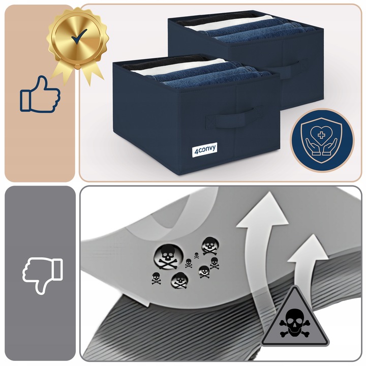 2x organizer pudełko pojemnik na ubrania jeansy do szuflady szaf