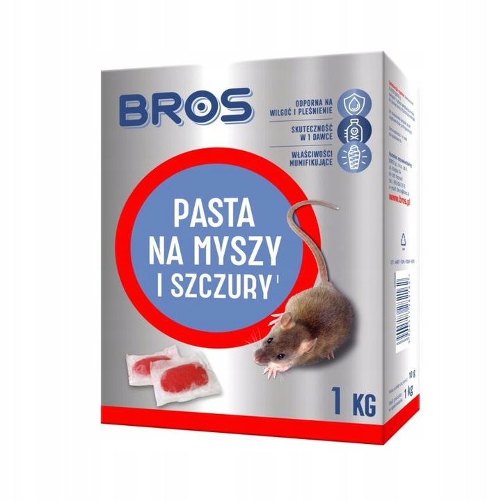 PASTA SILNA TRUTKA TRUCIZNA NA MYSZY SZCZURY GRYZONIE 1KG BROS