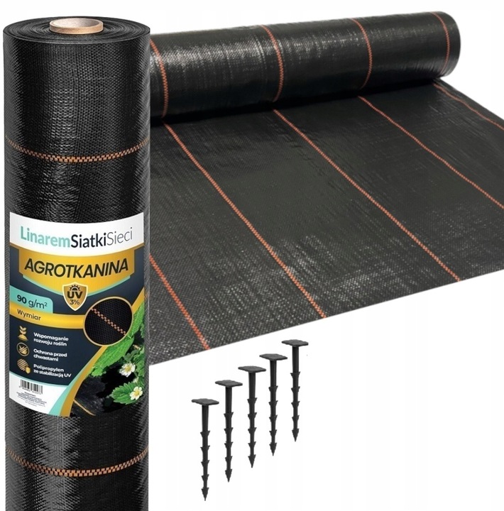 AGROTKANINA 90g 1,6x50m CZARNA AGROWŁÓKNINA UV 3% ANTYCHWASTOWA +