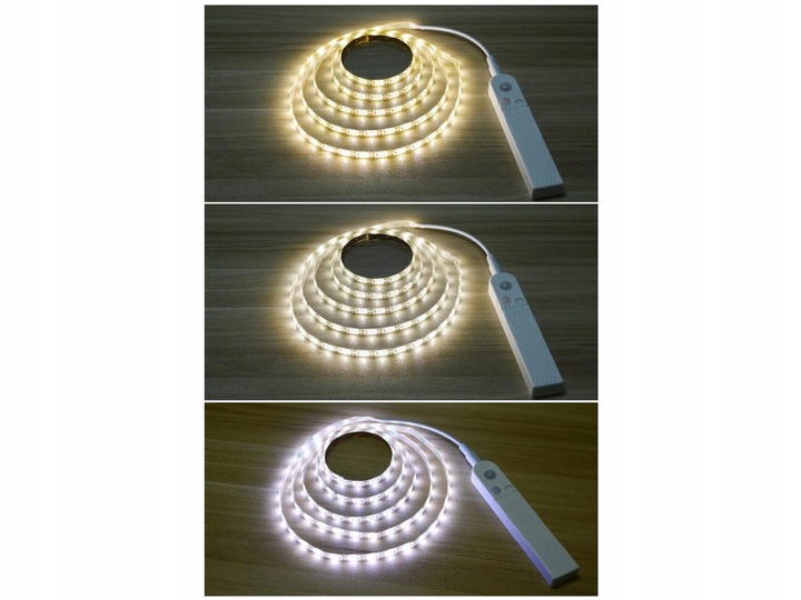 TAŚMA LED MONO 2M Z CZUJNIKIEM RUCHU NA BATERIE