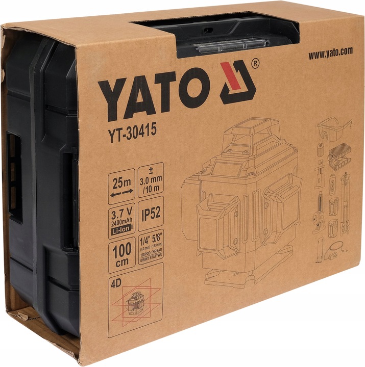 YATO LASER SAMOPOZIOMUJĄCY ZIELONY 16 LINIOWY 4D Z AKCESORIAMI I