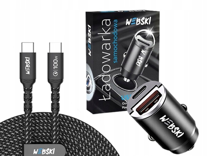 ZESATAW DO SZYBKIEGO ŁADOWANIA TELEFONU SZYBKA ŁADOWARKA I KABEL 1M C-C