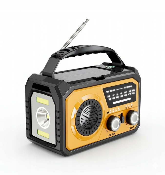 Radio Awaryjne Survivalowe na Korbę Solarne Powerbank 16000mAh Latarka