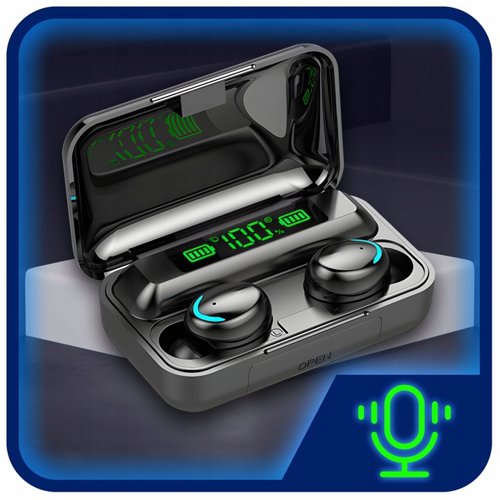 SŁUCHAWKI BEZPRZEWODOWE BLUETOOTH 5.1 F9 - PRO MODEL 2023 TWS + POWERBANK