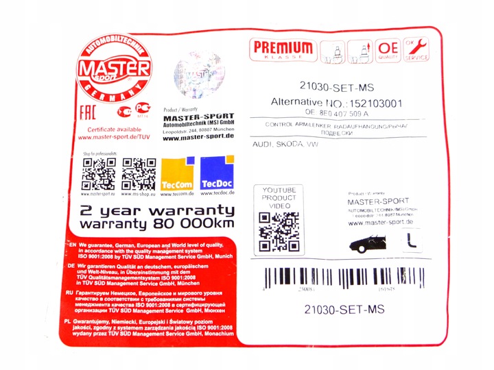 Zestaw Wahacze Górne + ŚRUBY 4x Wahacz Do Audi A4 B5 B6 B7 A6 C5 Passat