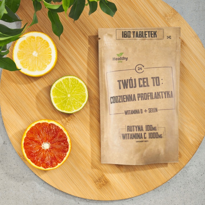 RUTYNA WITAMINA C 500mg - ODPORNOŚĆ CODZIENNA PROFILAKTYKA SELEN 180 TAB.