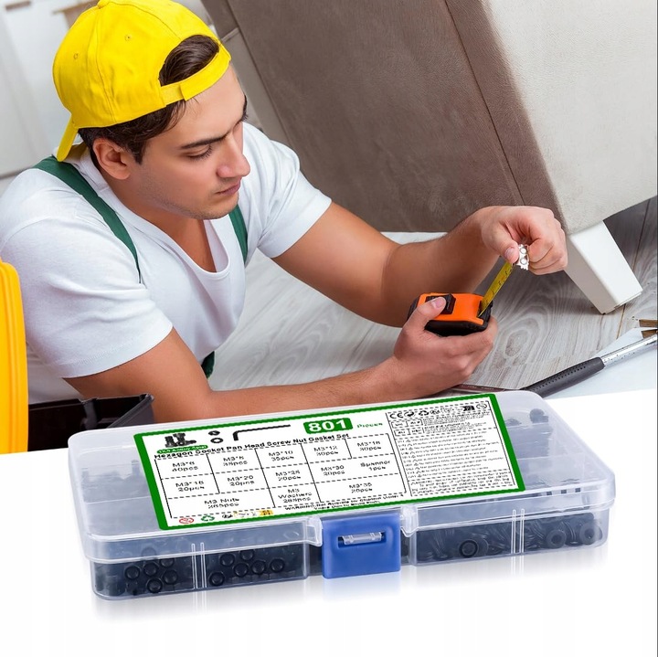 ZESTAW ŚRUB SZEŚCIOKĄTNYCH NAKŁADEK PODKŁADEK M3 ZE STALI STOPOWEJ 801szt