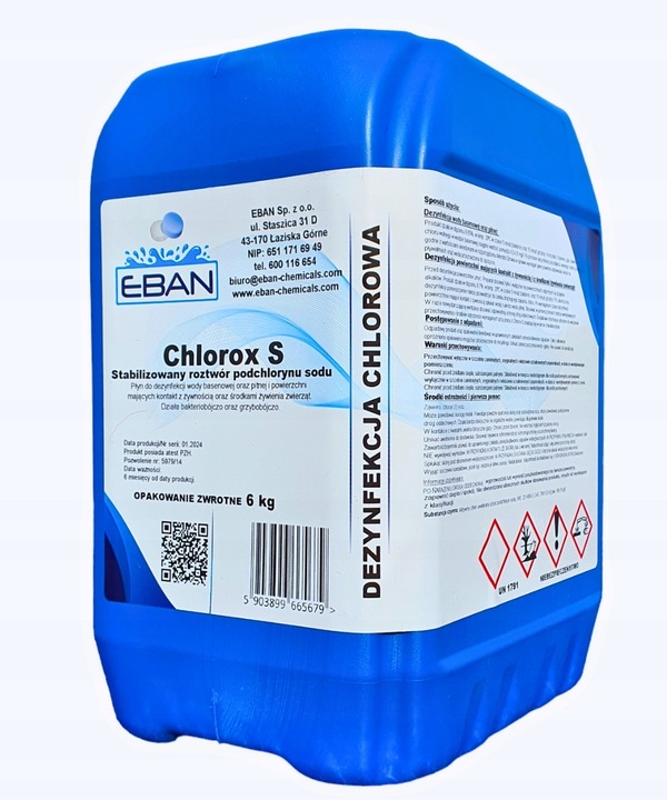 Podchloryn Sodu Stabilizowany Chlorox S 6kg chemia basenowa